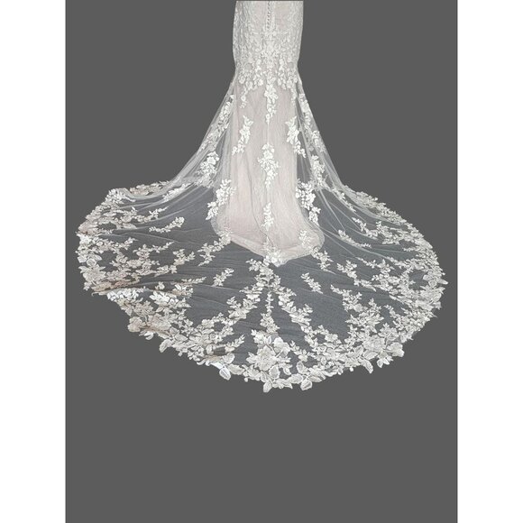 NWOT Ivory/Cappuccino Illusion Bodice Fit/Flare Wedding Gown  - Mori Lee - Picture 15 of 16